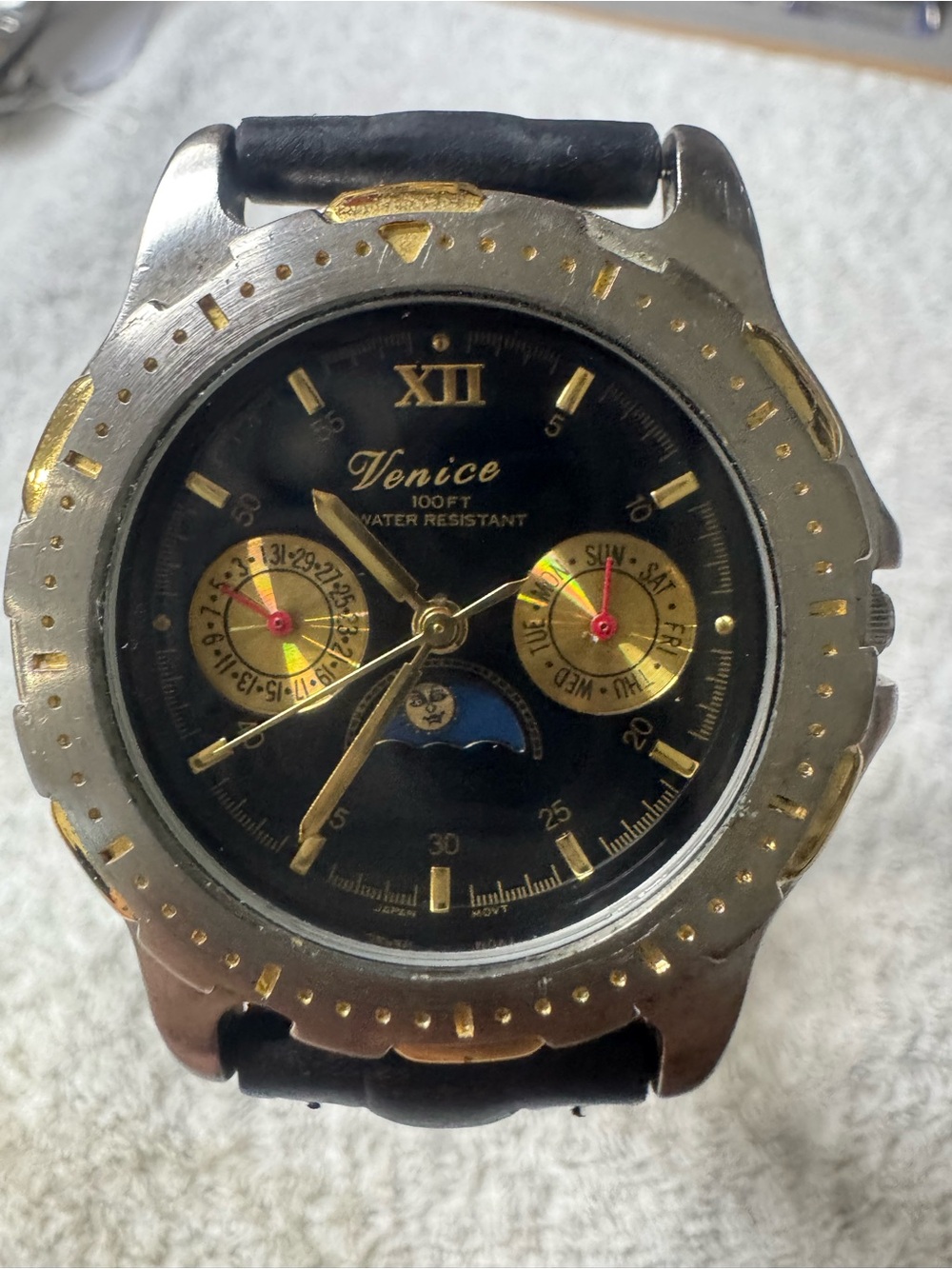 Venice Men's Black and Gold Multifunction Watch